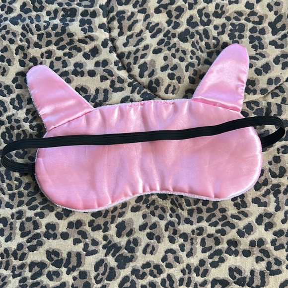 ⭐️ Kitty Cat NWOT eye sleeping mask pink & black black elastic strap OS - Picture 2 of 6